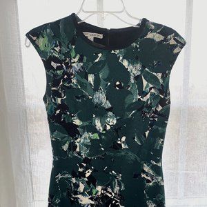 Womens Midi Dress Green/Black/White